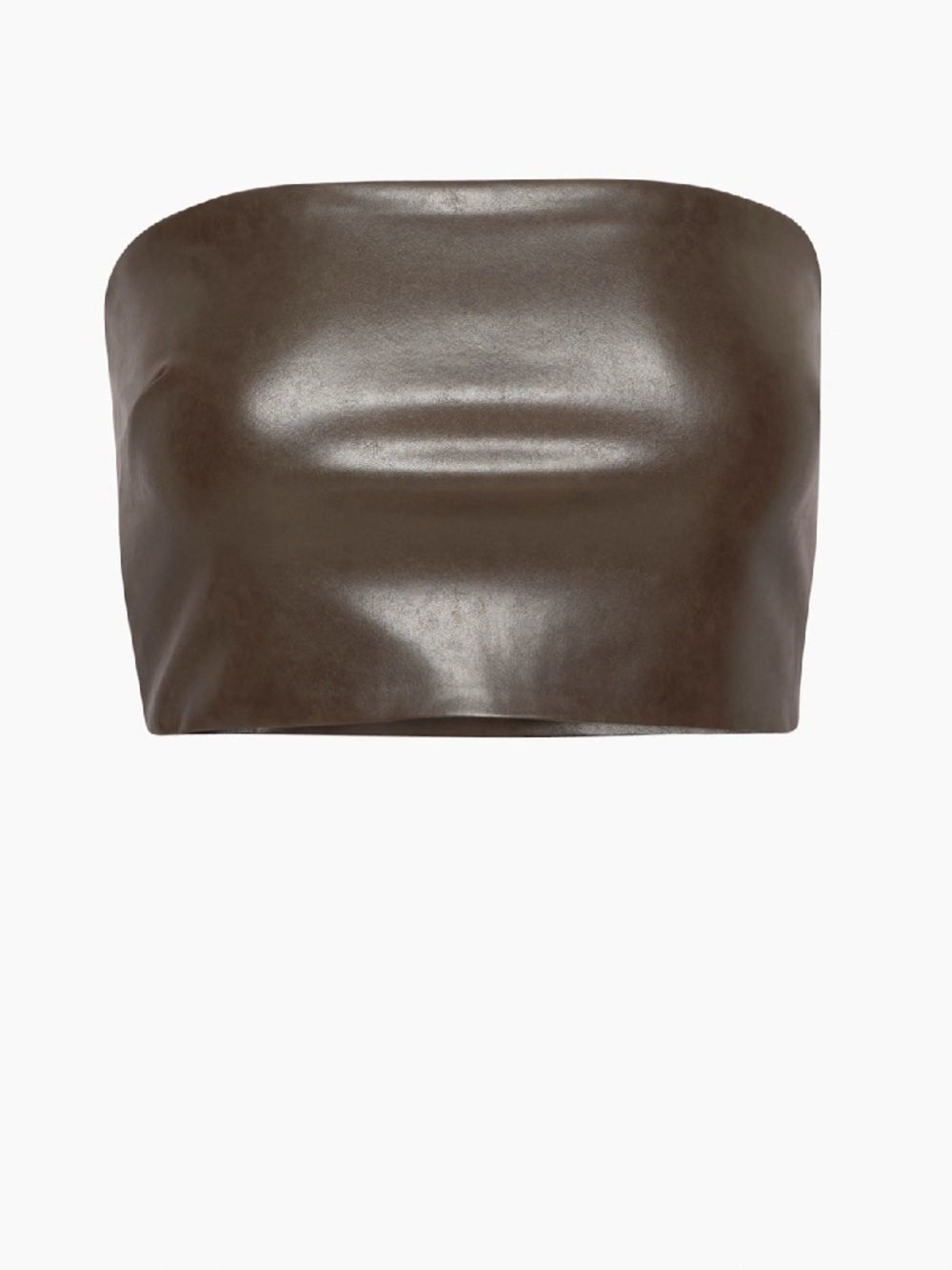 Babaton 10 Talk Faux Leather Mocha Brown Tube Top Bandeau Top
